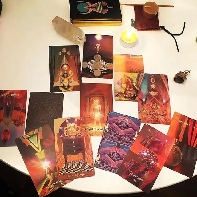 High Quality Linen Card Stock Detail of the linen card stock texture on Serpentfire Tarot